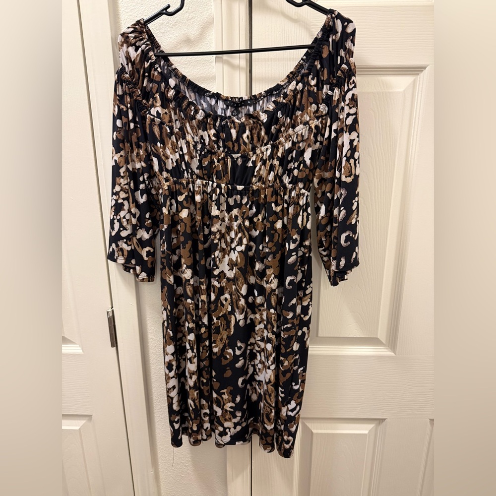 Tiana B. Black and Brown Patterned Dress